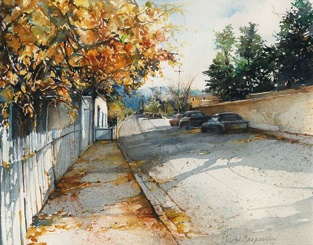 Carpenter, Canyon Road, watercolor